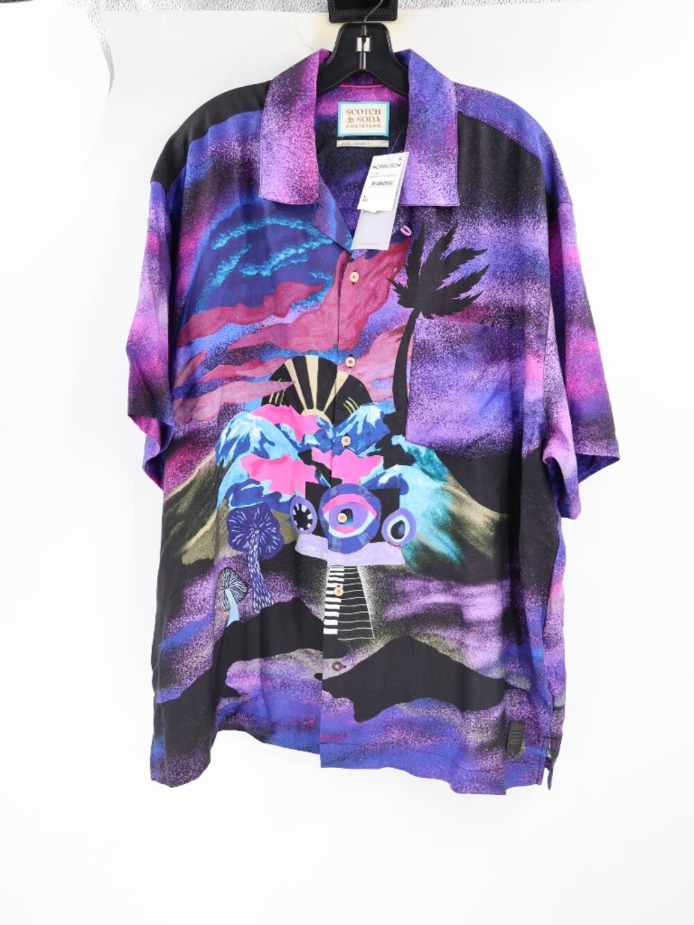 NWT Scotch & Soda Camp Shirt Mens XL Moody Festival Button Up Short Sleeve AOP